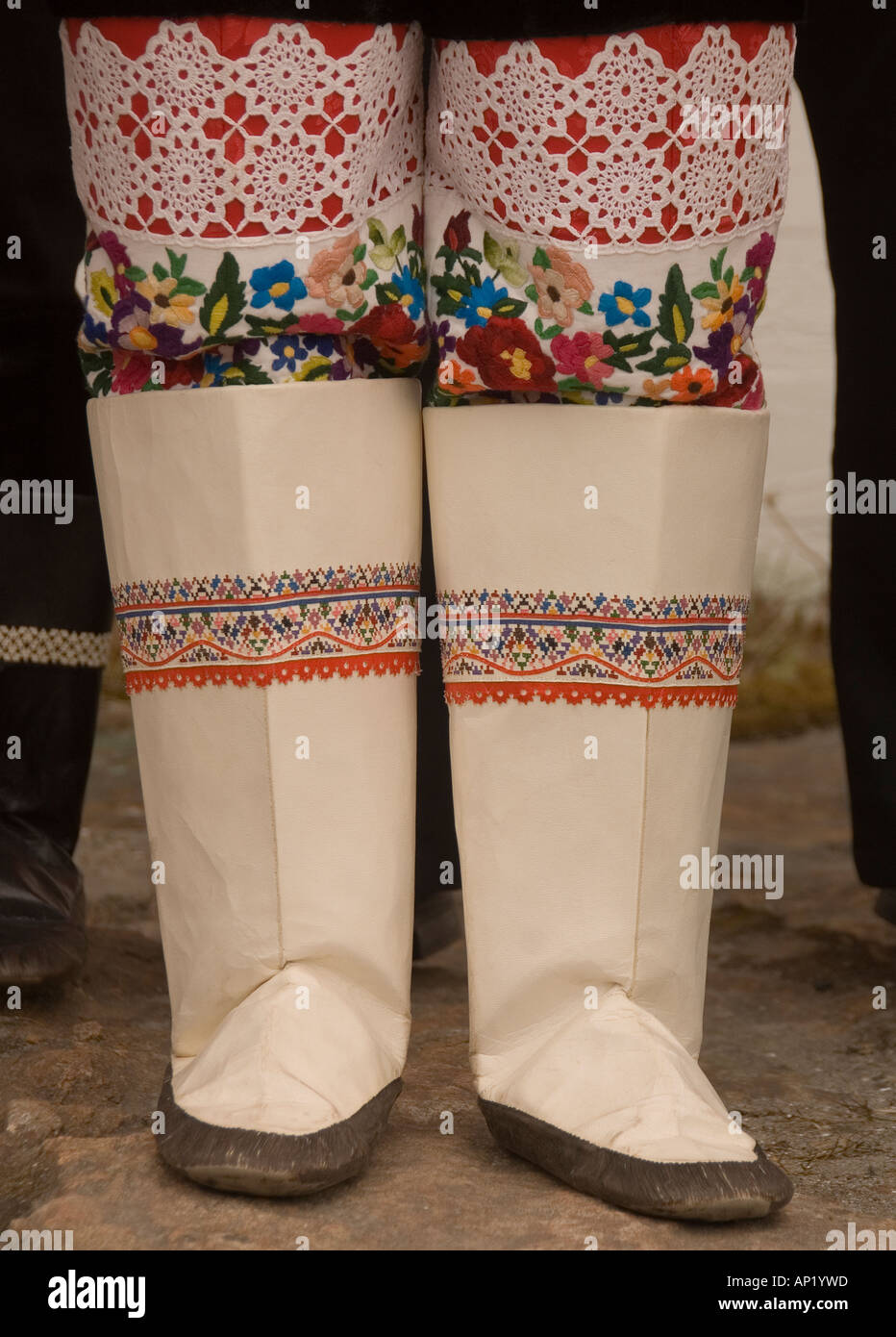 Bottes Kamik traditionnels inuits du Groenland Holsteinborg Sissimiut ou Danemark Banque D'Images