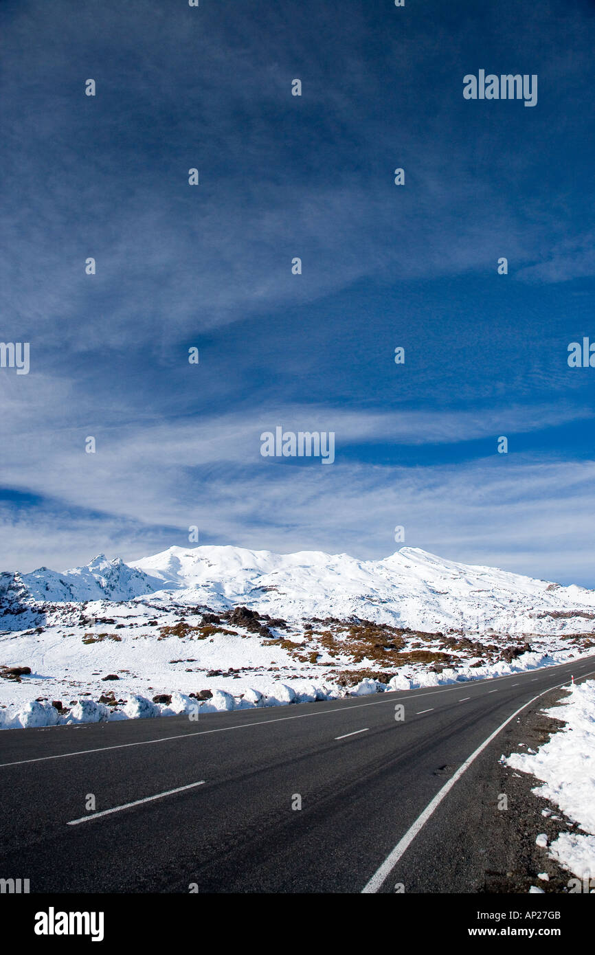 Bruce Road et Mt Ruapehu Plateau Central North Island Nouvelle Zélande Banque D'Images