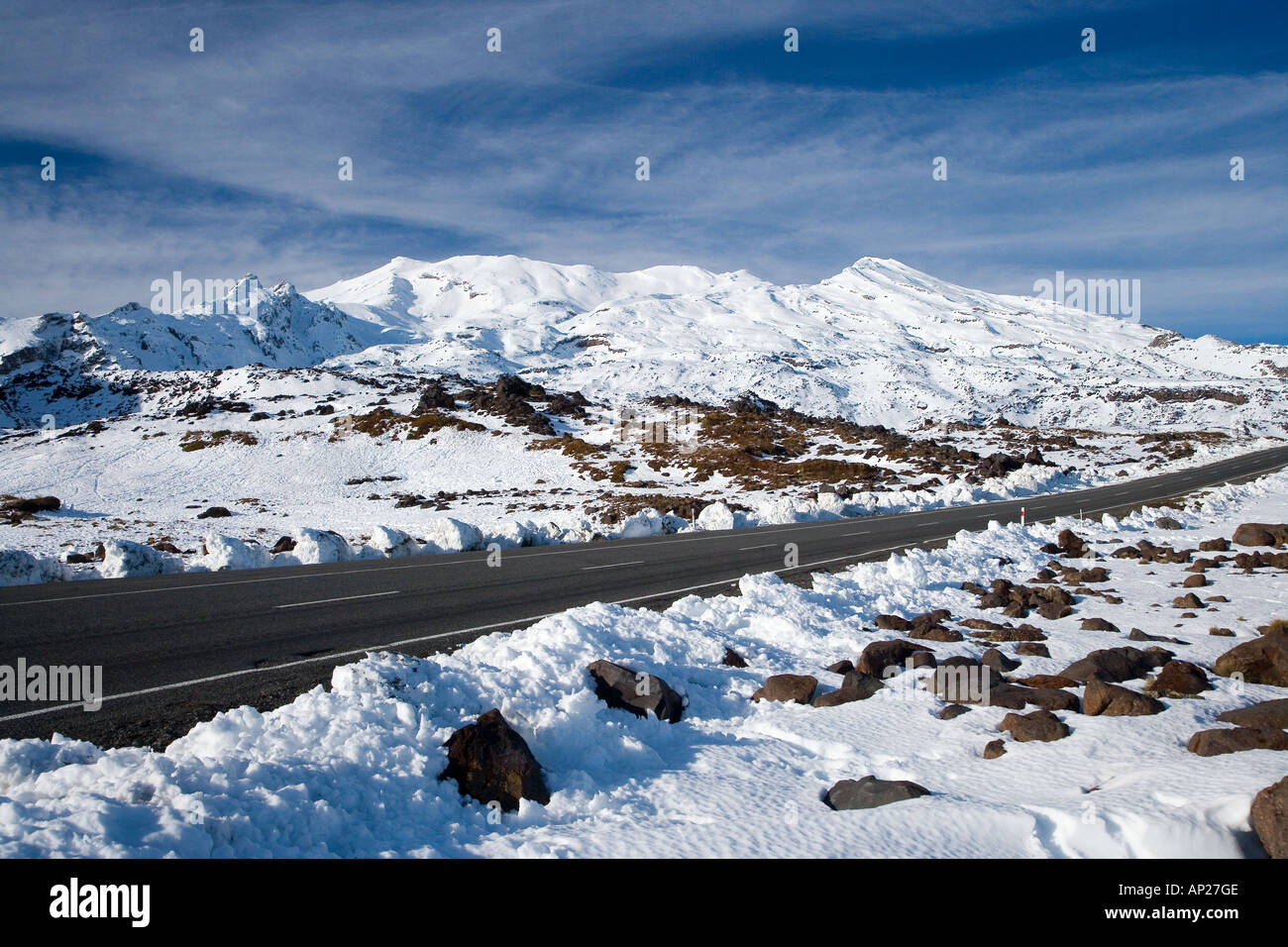 Bruce Road et Mt Ruapehu Plateau Central North Island Nouvelle Zélande Banque D'Images