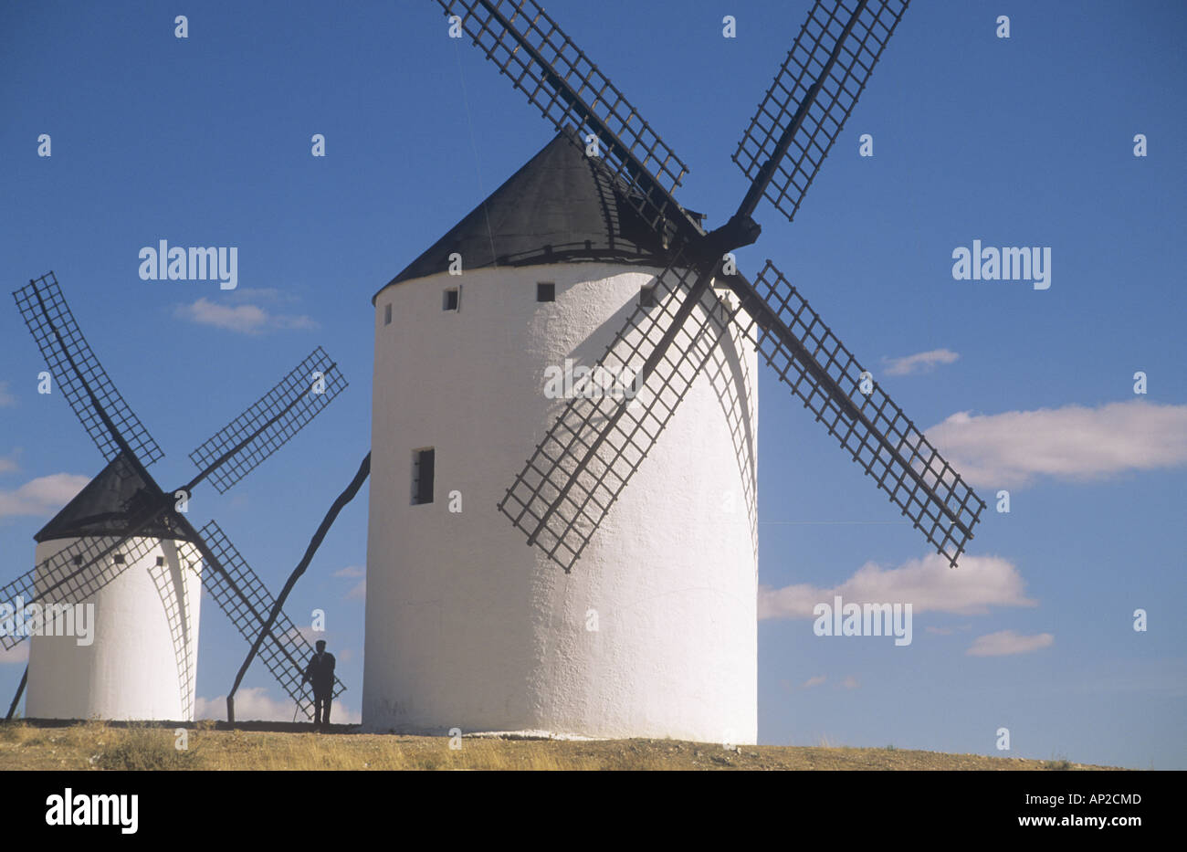 Les moulins à vent, Campo de Criptana, province de Tolède, Castille-La-Manche, Espagne Banque D'Images