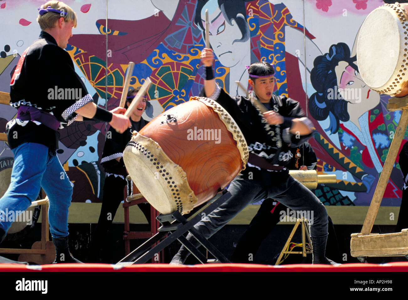 Elk253-4050 Californie San Francisco, Japantown, Cherry Blossom Festival, tambours taiko Banque D'Images