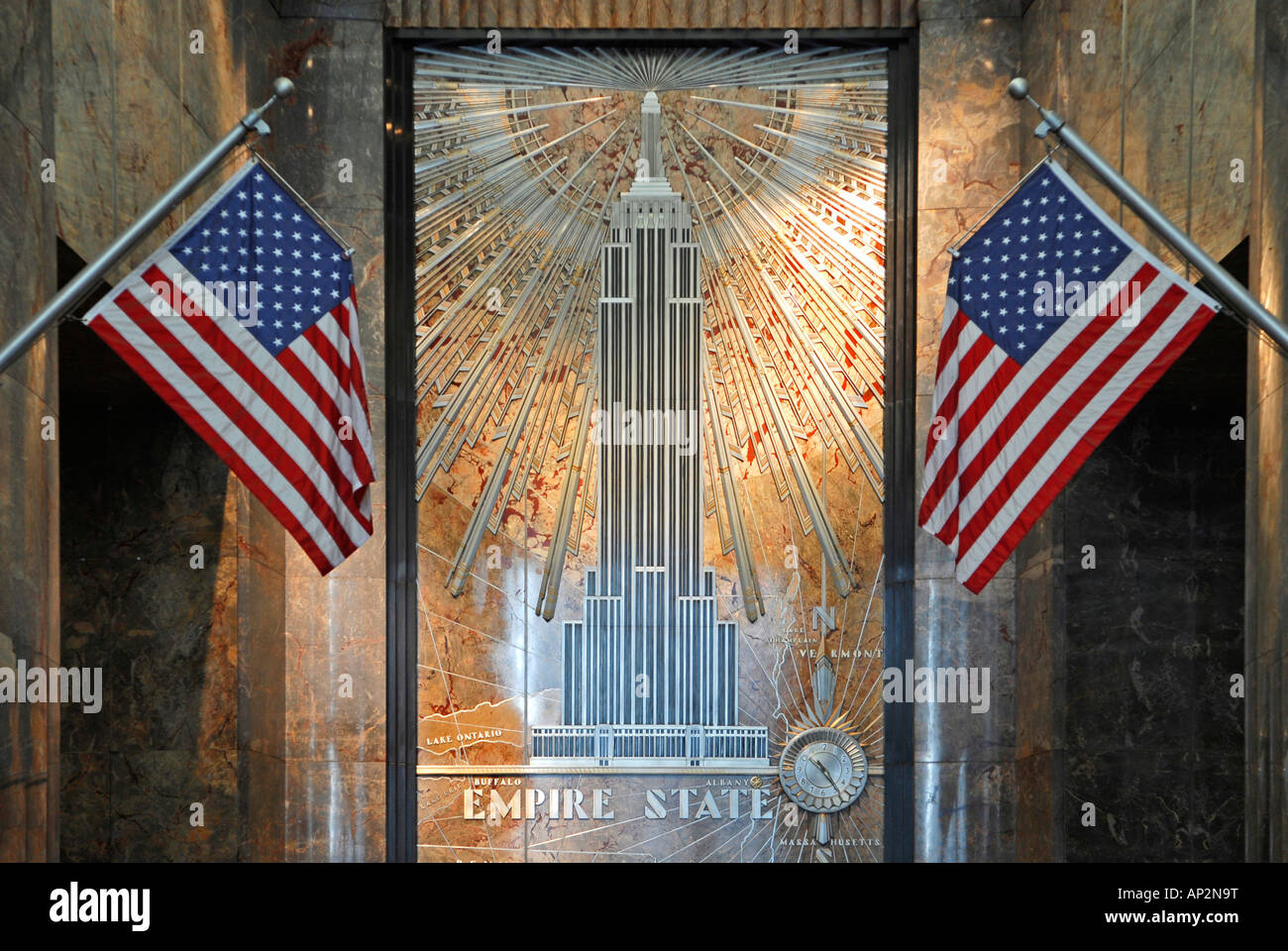 Entrée de l'Empire State Building, Manhattan, New York City, New York, USA Banque D'Images