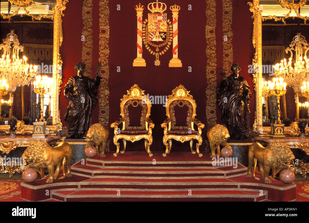 Espagne, Madrid, Palais Royal. Salle du trône. Banque D'Images