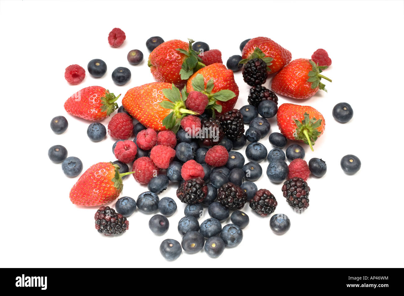 Mélange de fruits sur un fond blanc Banque D'Images