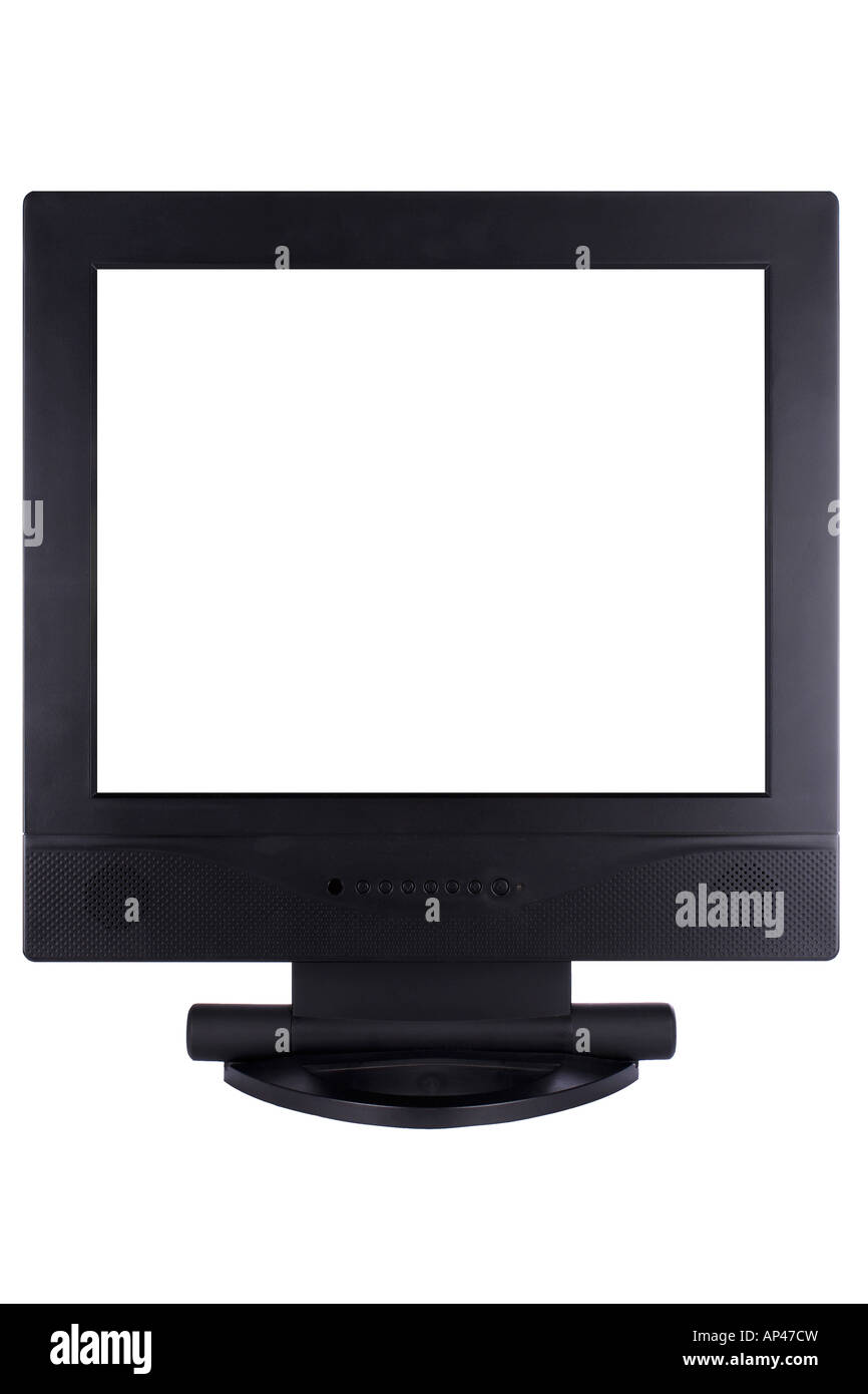 Une télévision à écran LCD du panneau moniteur ordinateur isolé sur fond blanc Banque D'Images