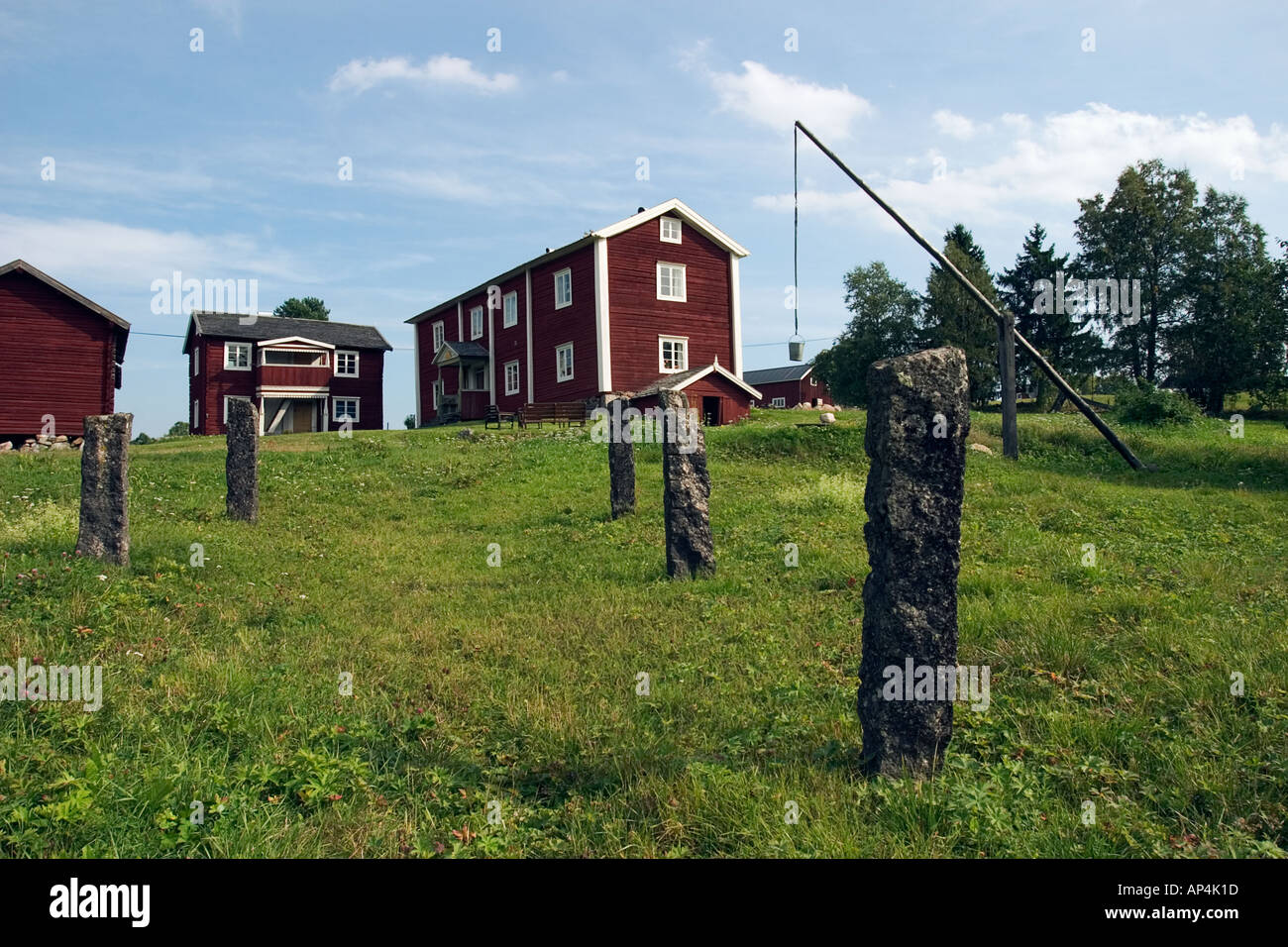 Ancienne ferme à la campagne dans la région de Dalécarlie, la Suède a appelé Danielsgården Banque D'Images