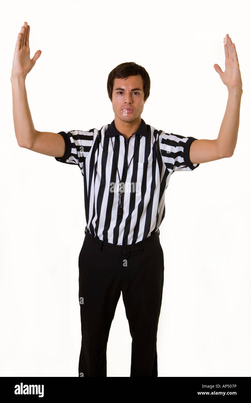 Signal de la main de l'arbitre Banque D'Images
