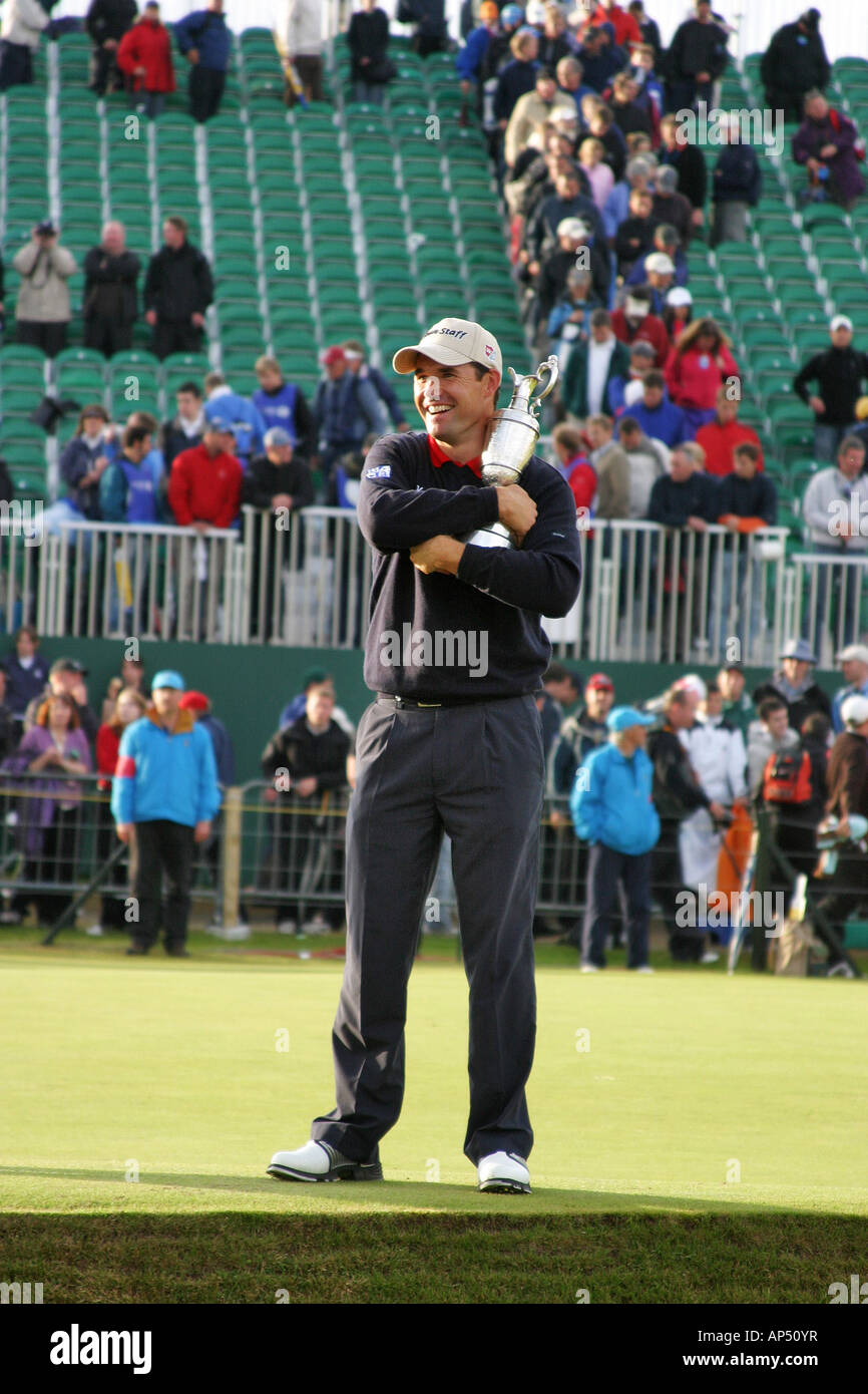 Padraig Harrington gagnante en 2007 du British Open Golf Championship avec la Claret jug Banque D'Images