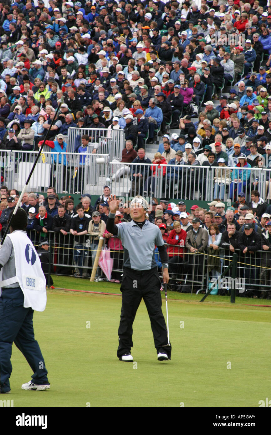 Pelle Edberg golfeur 2007 British Open Golf Championship 18ème green Carnoustie Banque D'Images