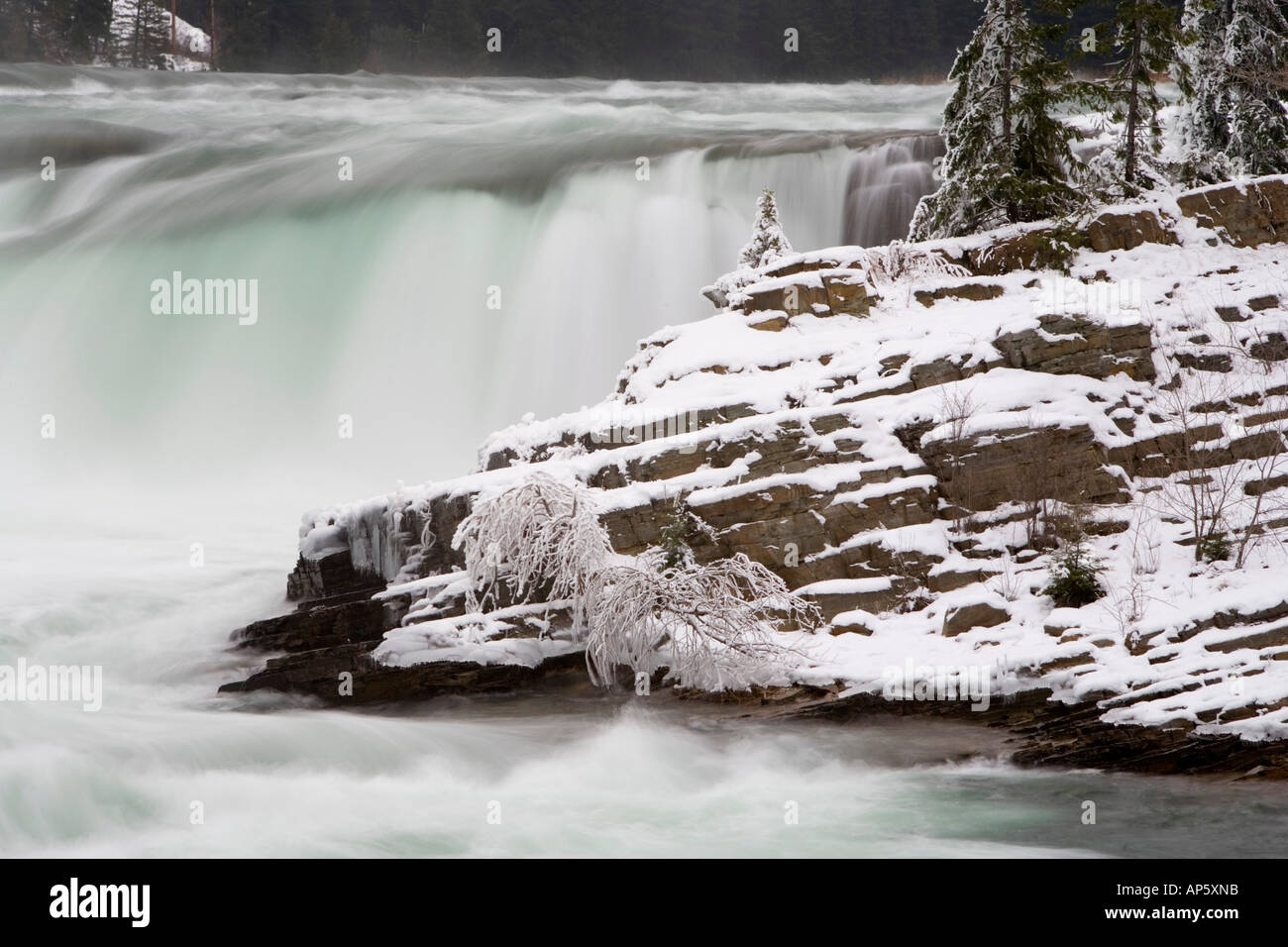 Près de Troy Montana Kootenai Falls en hiver Banque D'Images