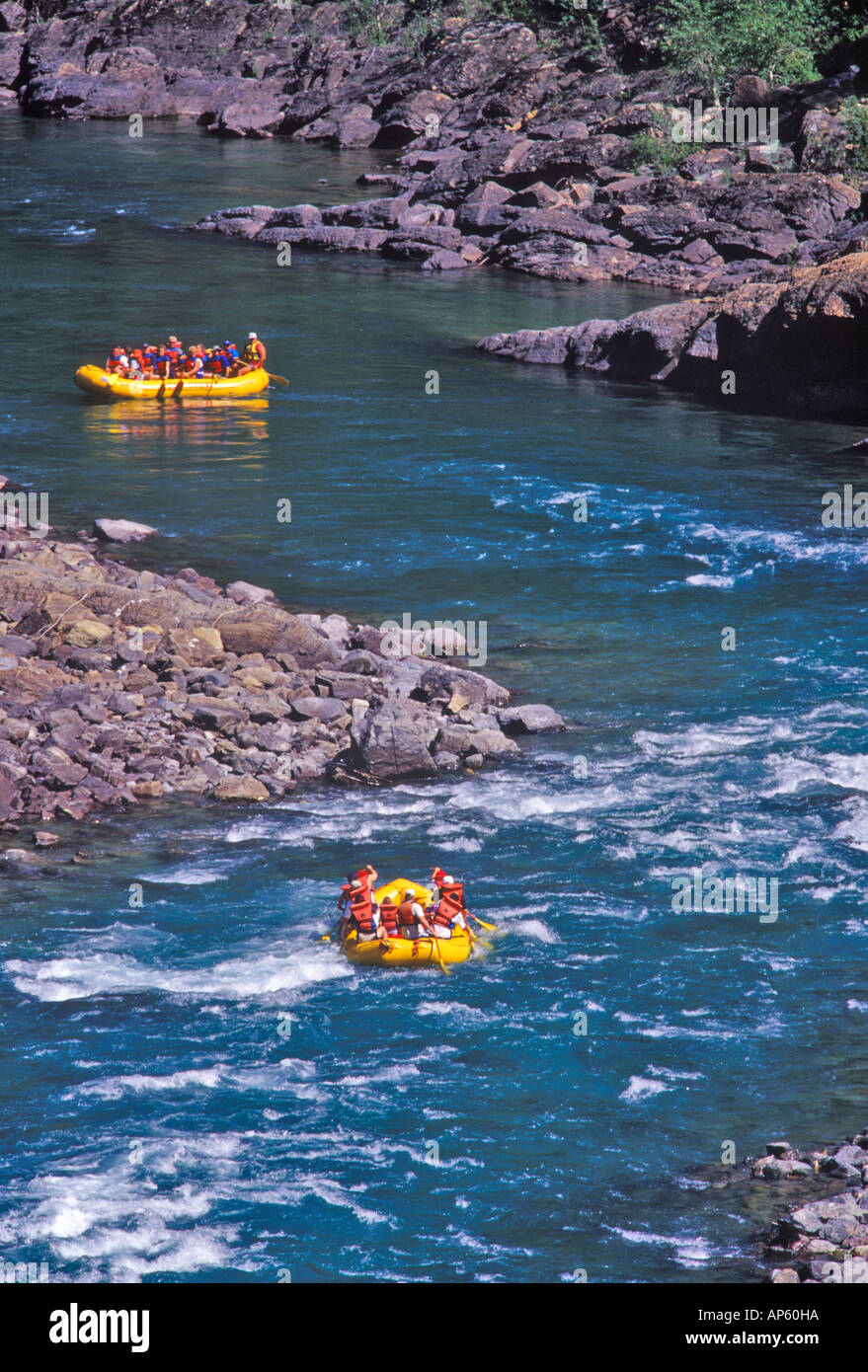 Rafting sur la rivière Middle Fork dans le Montana Banque D'Images