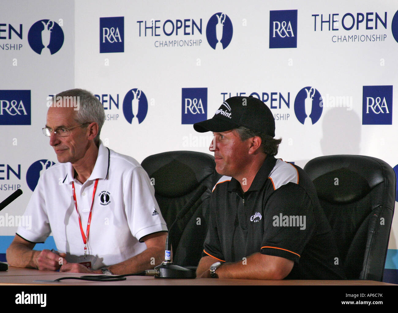 Le golfeur américain Phil Mickelson lors d'une conférence de presse au cours de la 2007 British Open Golf Championship Carnoustie, Écosse Banque D'Images