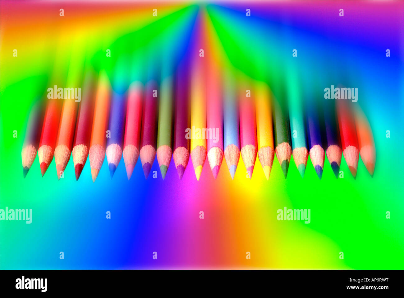 Crayons color concept rainbow studio still life Banque D'Images