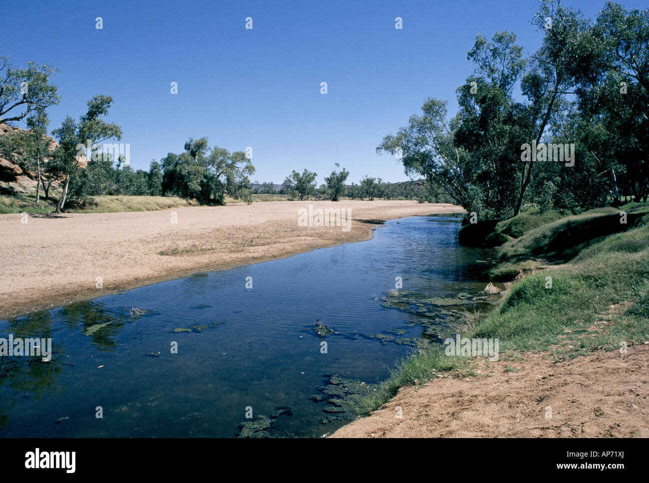 Vue d'un point d'eau ou Billabong dans l'Outback du Territoire du Nord en Australie centrale Banque D'Images