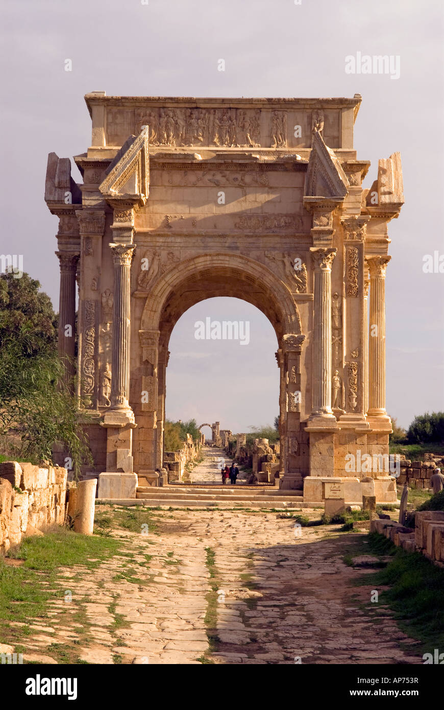 Arc de Septime Sévère, Leptis Magna, Libye. Banque D'Images