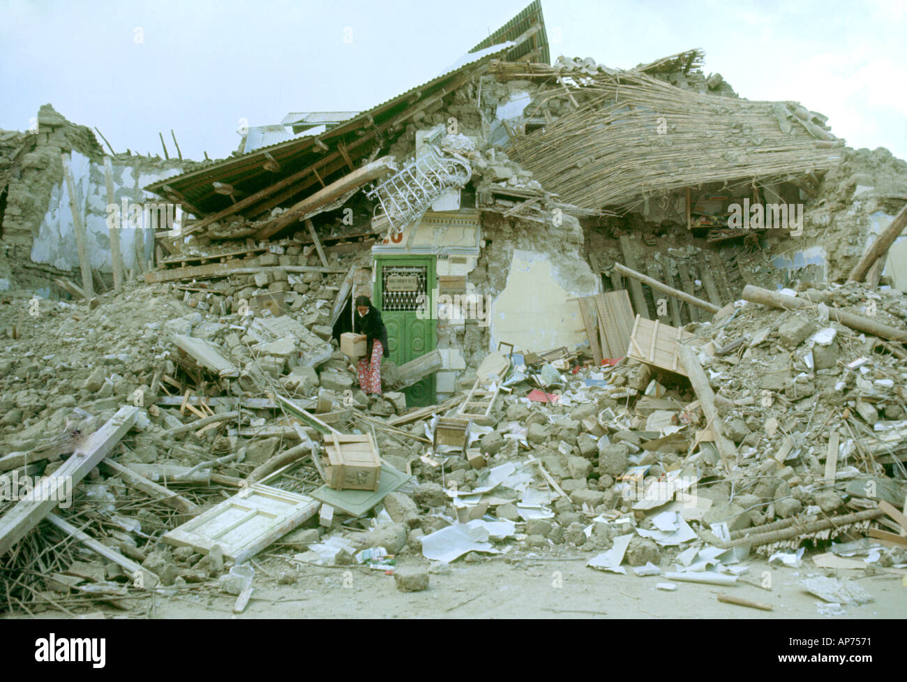 Pérou Mai 1970 tremblement de terre en ville de Huaras Andes Banque D'Images