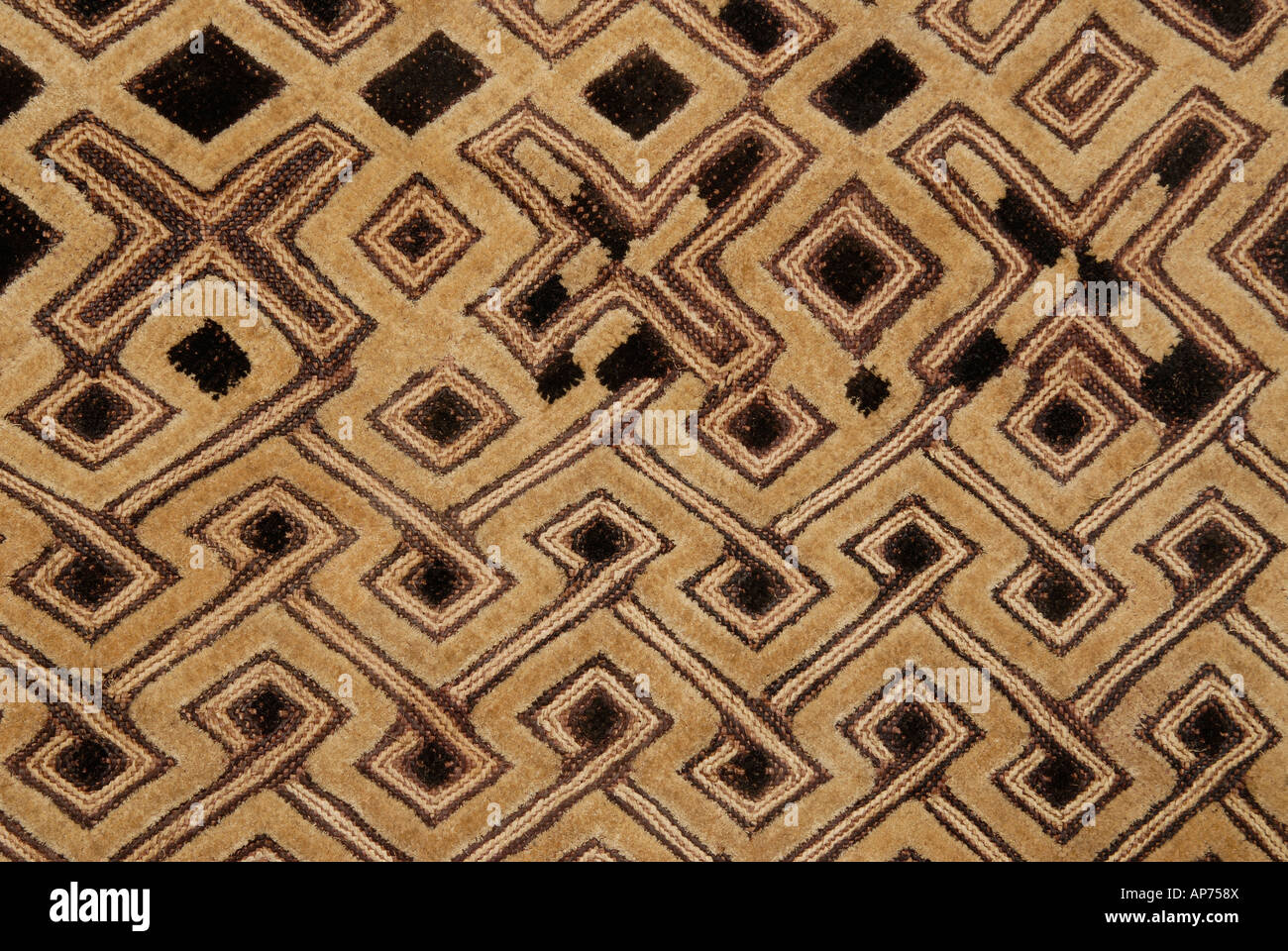 Textile raphia tissé à partir de la République démocratique du Congo anciennement connu sous le nom de Zaïre, de la tribu Kuba Banque D'Images