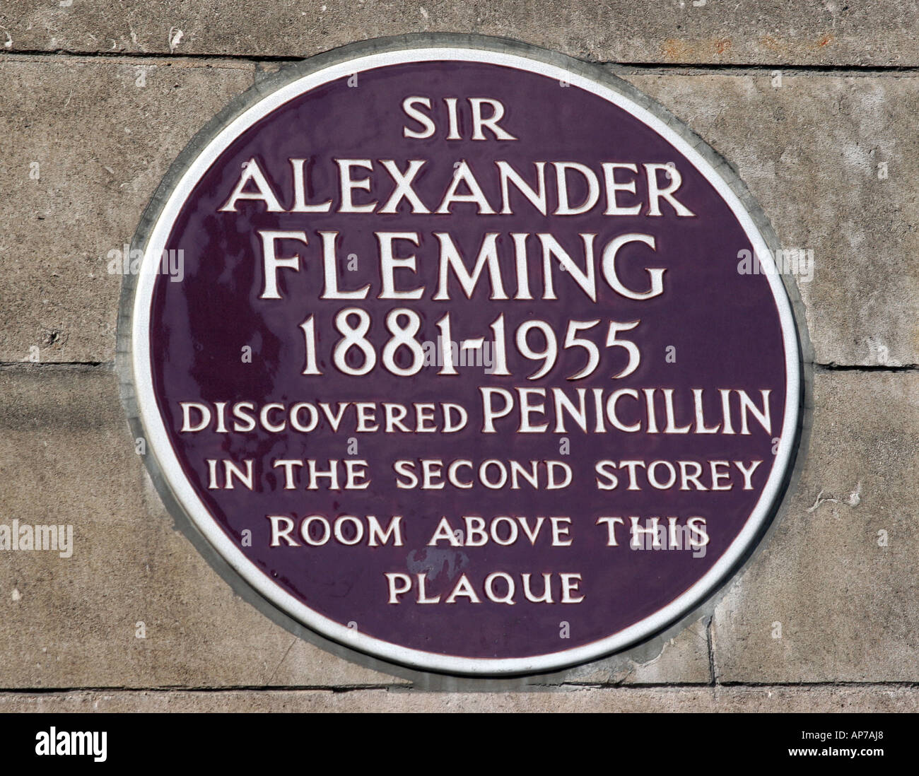 Commerating Plaque Sir Alexander Fleming découvre la pénicilline Banque D'Images