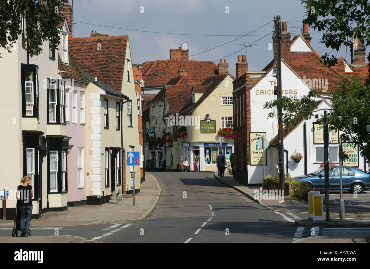 La grande rue, Coggeshall, Essex, Angleterre, Royaume-Uni. Banque D'Images