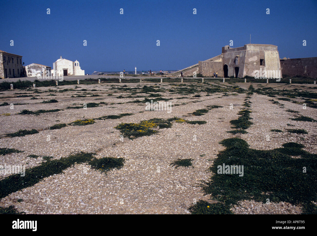Partie de la Rosa dos Ventos wind ou rose boussole dans la forteresse de Fortaleza de Sagres Algarve Portugal Europe Banque D'Images