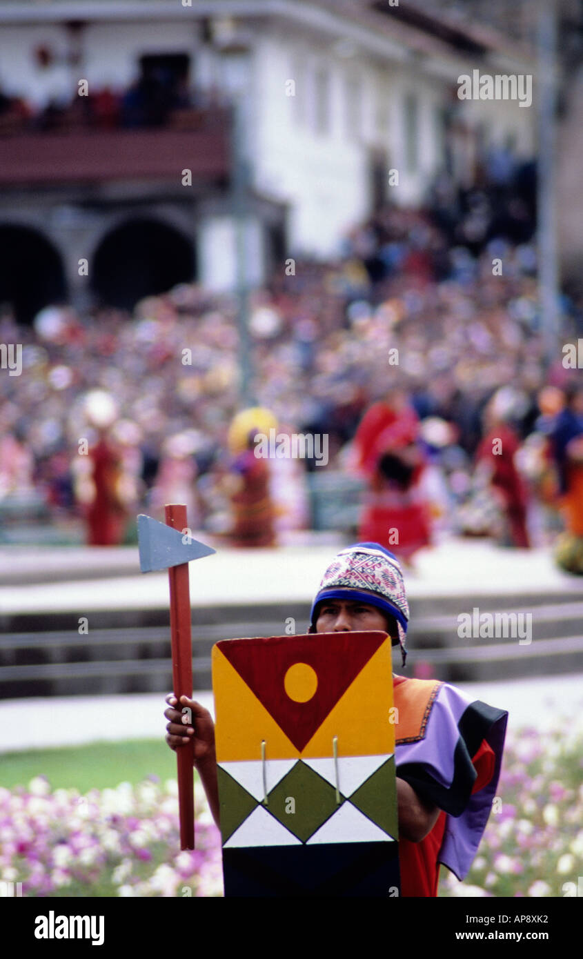 Soldat de l'Armée impériale à l'Inti Raymi festival Cusco Pérou Banque D'Images