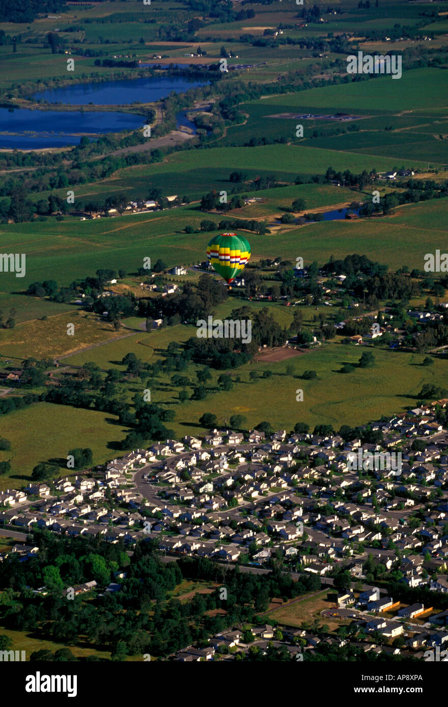 Balade en montgolfière, montgolfière, montgolfière, balloonist, montgolfière, aéronaute, près de Windsor et Santa Rosa, Sonoma County, Californie Banque D'Images