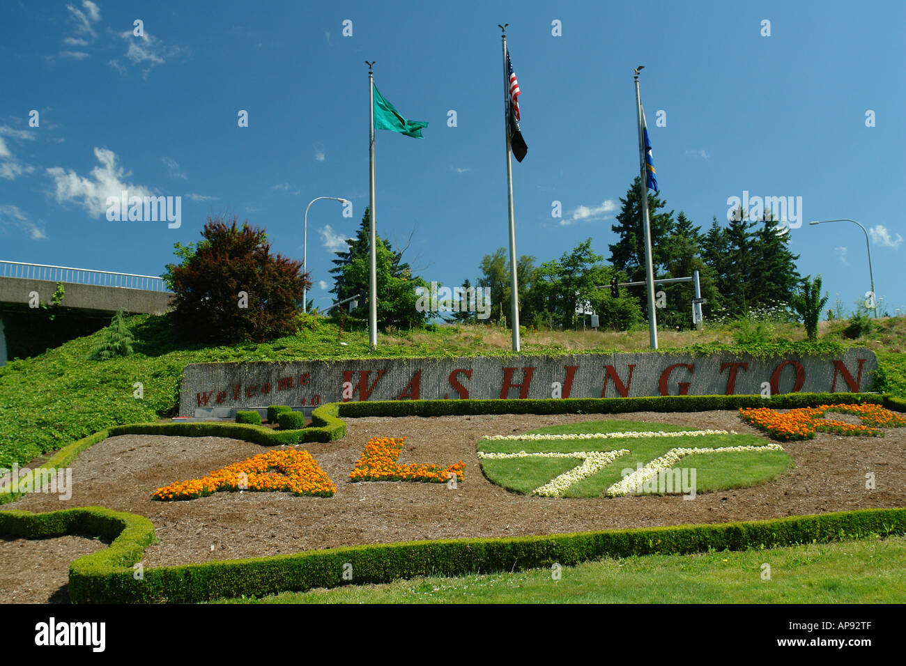 AJD52202, WA, Washington, bienvenue à Washington, floral signe, J-5 Banque D'Images