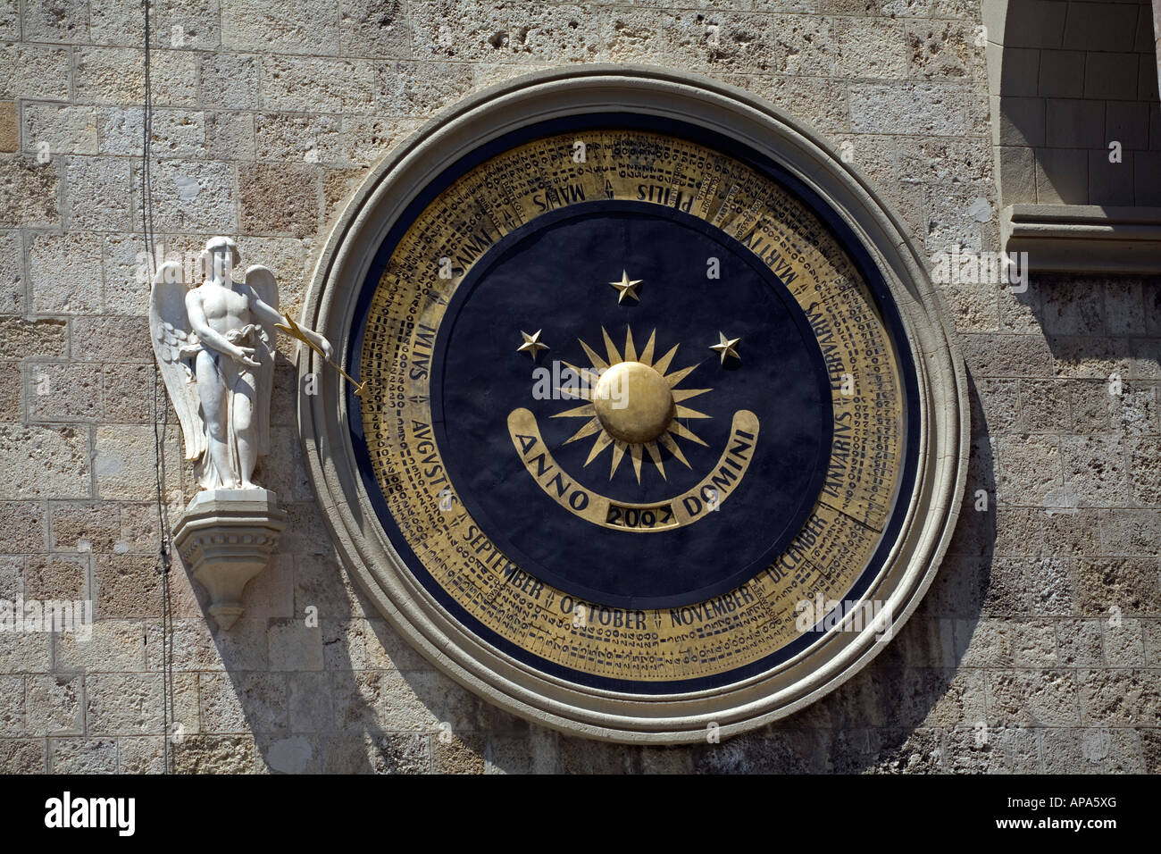 Calendrier Horloge Astronomique Campanile Duomo Messine Sicile Italie Banque D'Images