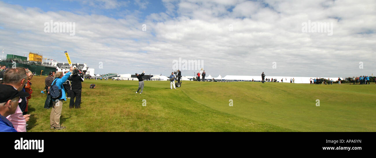 1er trou Carnoustie Golf de championnat, British Open Championship Banque D'Images