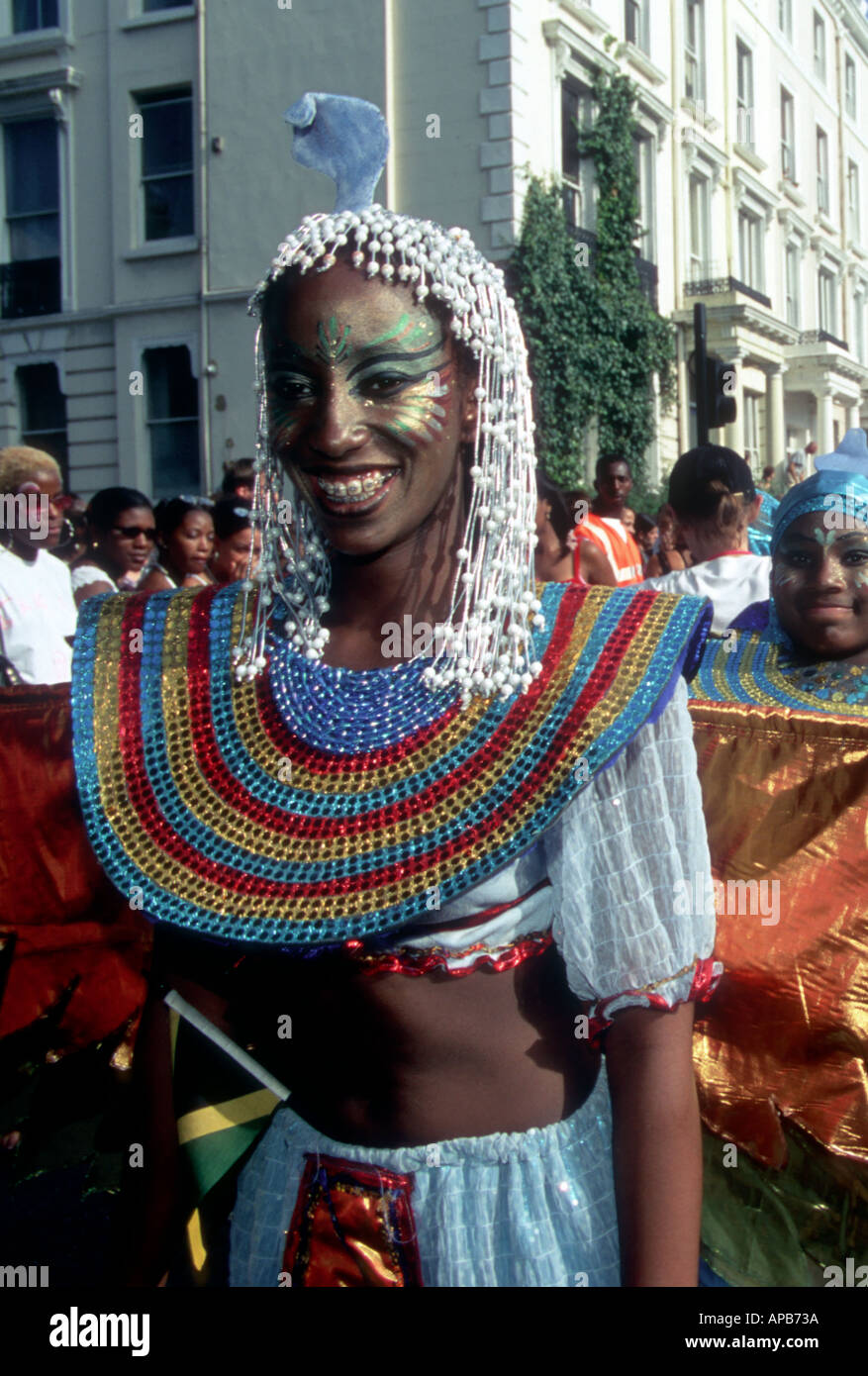 Habillés en costume égyptien au carnaval de Notting Hill London United Kingdom Banque D'Images