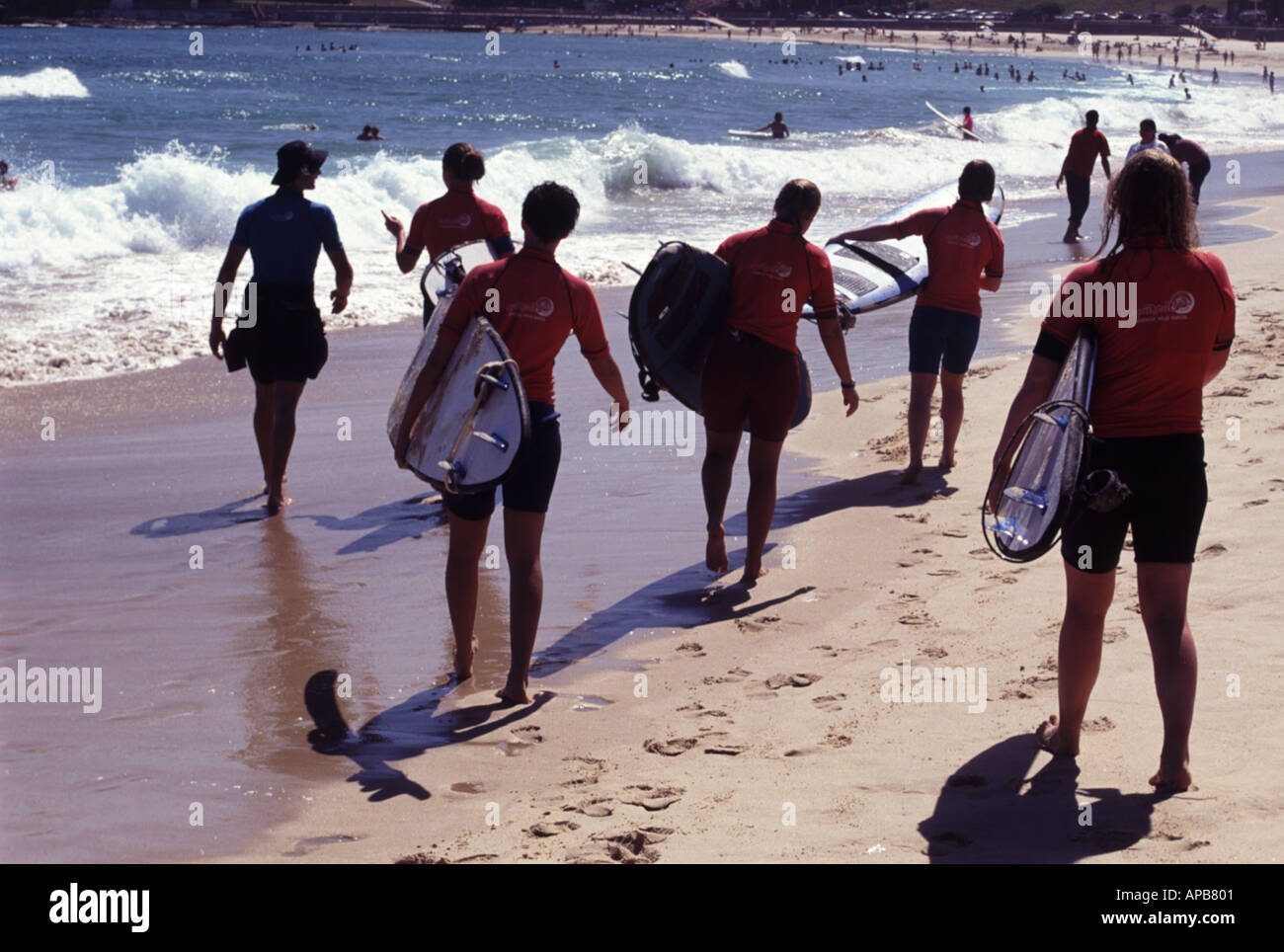 La plage de Bondi Surf School Sydney New South Wales Australie Banque D'Images