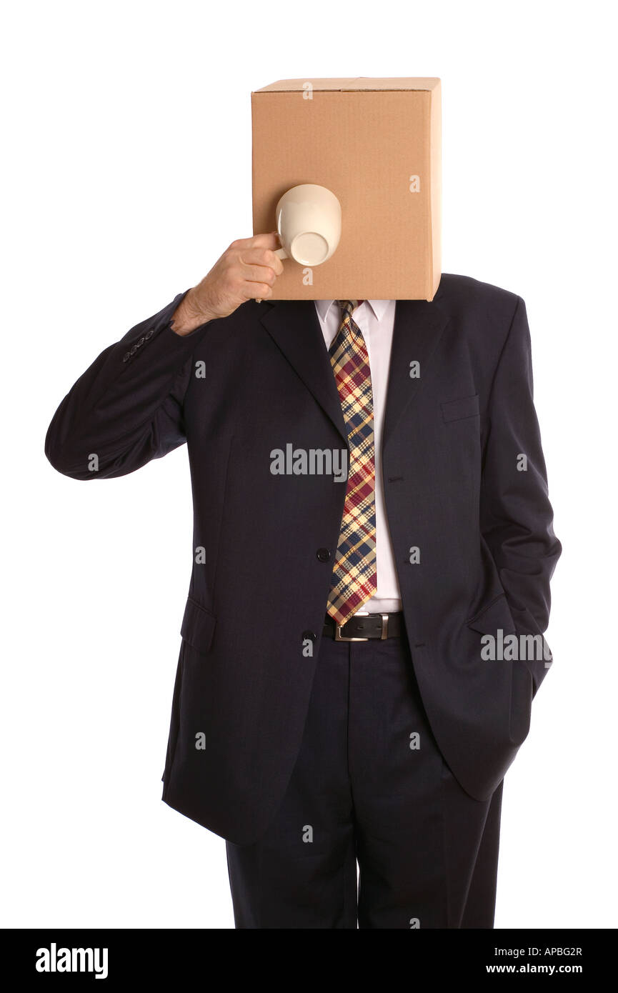 Un homme d'affaires anonymes essayant de boire du café Banque D'Images