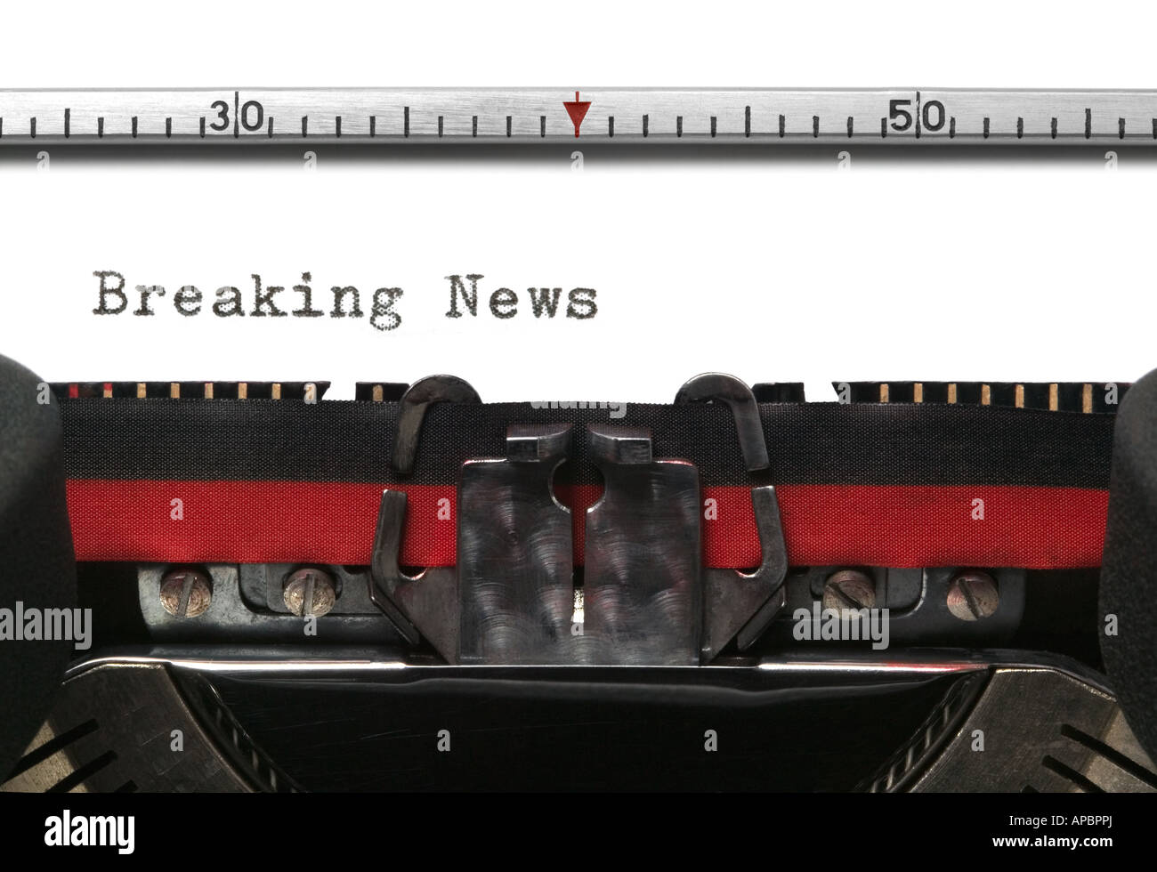 Breaking News tapé sur une vieille machine à écrire Banque D'Images