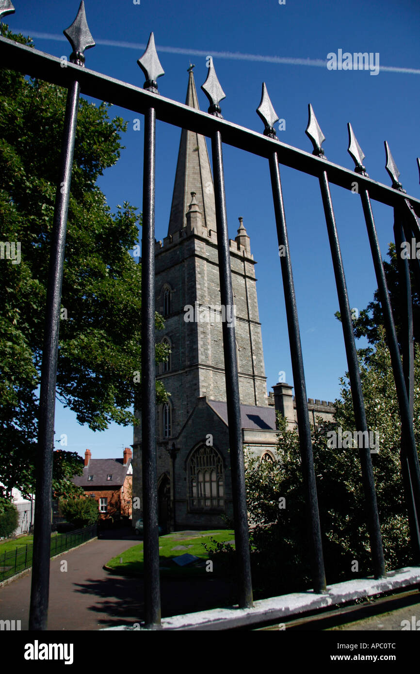 Cathédrale Saint Columb (comme vu par les garde-corps), la ville de Derry (Londonderry), l'Irlande du Nord Banque D'Images