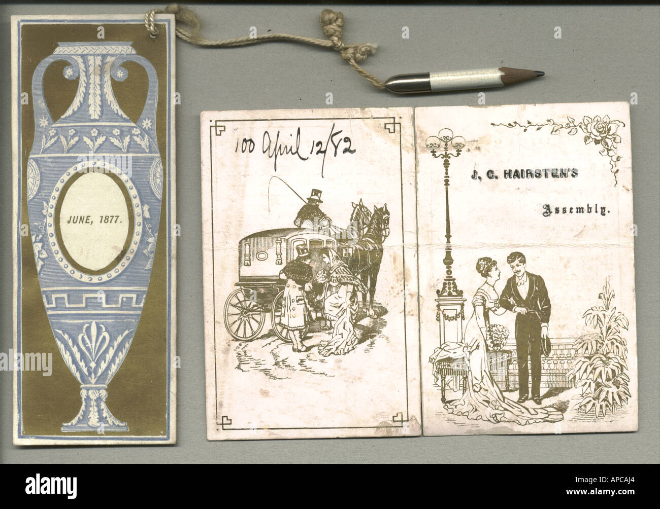 Deux cartes danse en date du 1877 et 1882 Banque D'Images