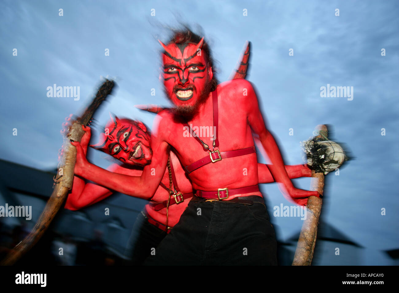 Devil artistes à Lands End Cornwall Banque D'Images