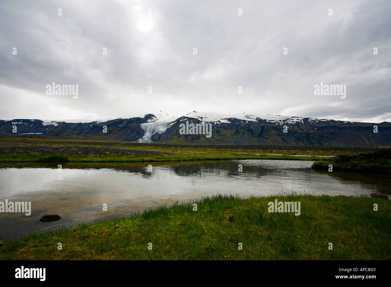 Vue sur le côté ouest de l'Eyjafjallajokull. Banque D'Images