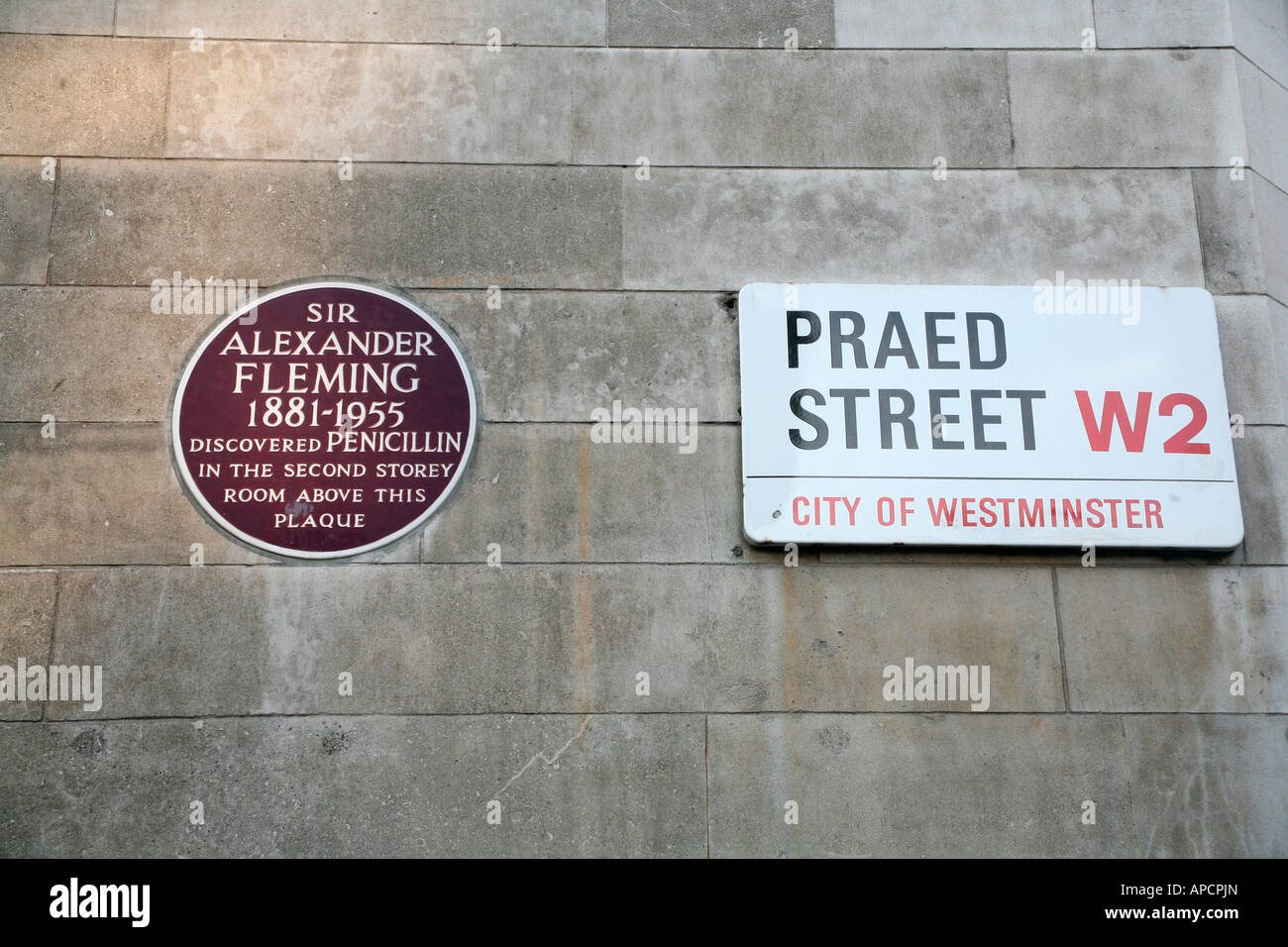 Sir Alexander Fleming plaque sur Praed Street, Paddington, London Banque D'Images