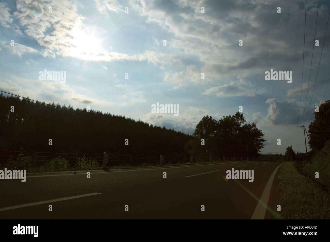 Country road in rural landscape Biei Hokkaido au Japon Banque D'Images