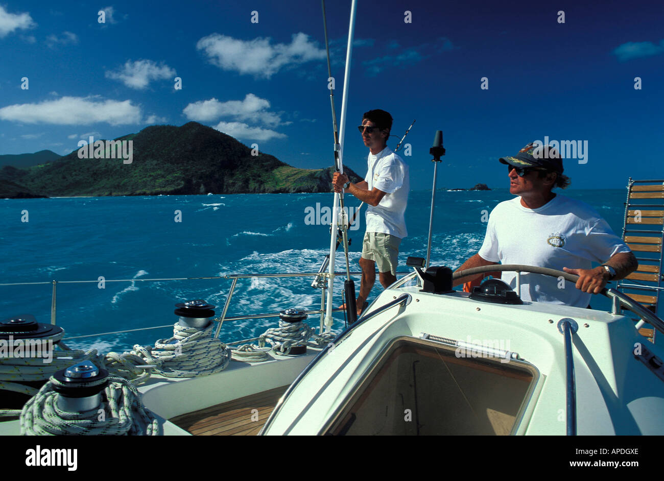 Bateau à voile, mer des Caraïbes Banque D'Images