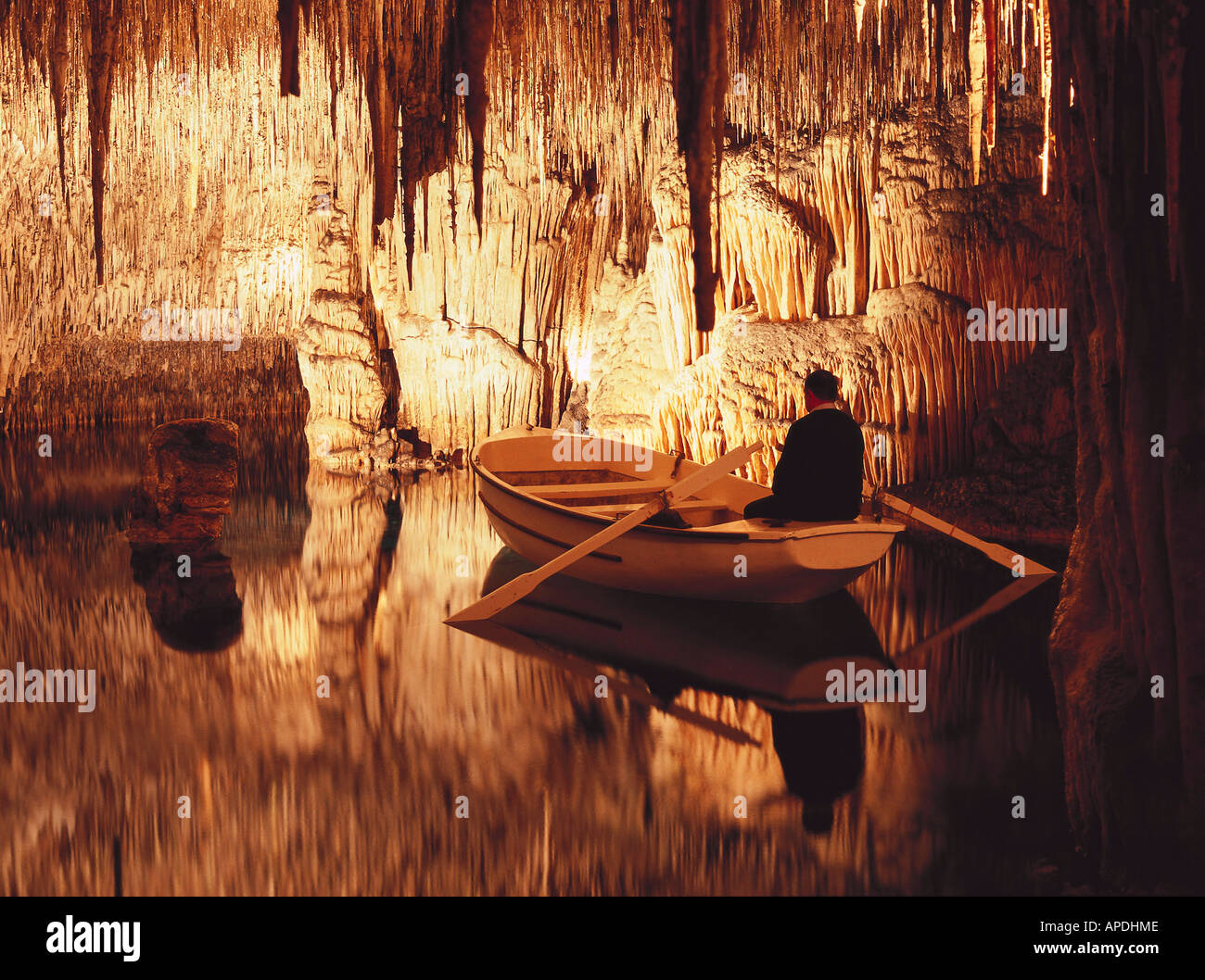 Grotte de stalactites, Cuevas del Drach Porto Christo, Majorque, Espagne Banque D'Images