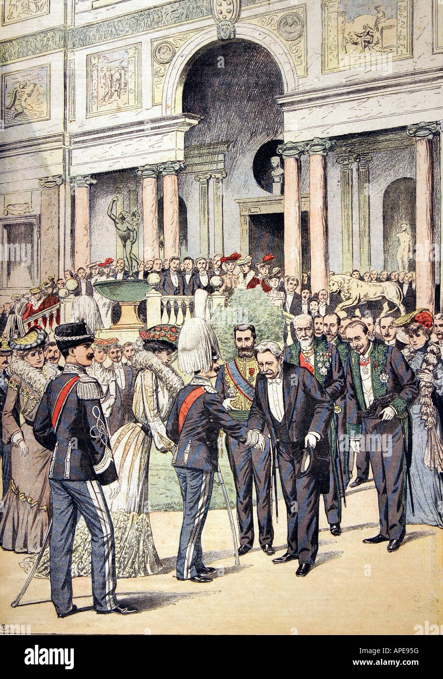Presse/médias, magazines, 'le petit Journal', Paris, 14 volume, numéro 649, supplément illustré, dimanche 26 avril 1903, illustration, 'réception officielle à la villa Medici', , Banque D'Images