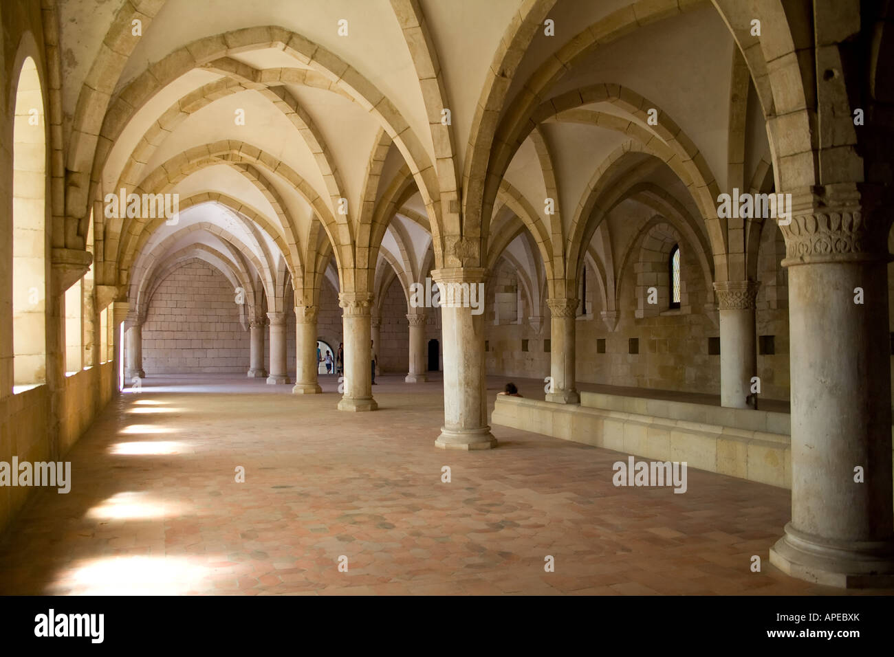 Monastère d'Alcobaça dortoir. Chef-d'oeuvre de l'architecture gothique. Ordre religieux cistercien du patrimoine mondial de l'Unesco. Portugal Banque D'Images