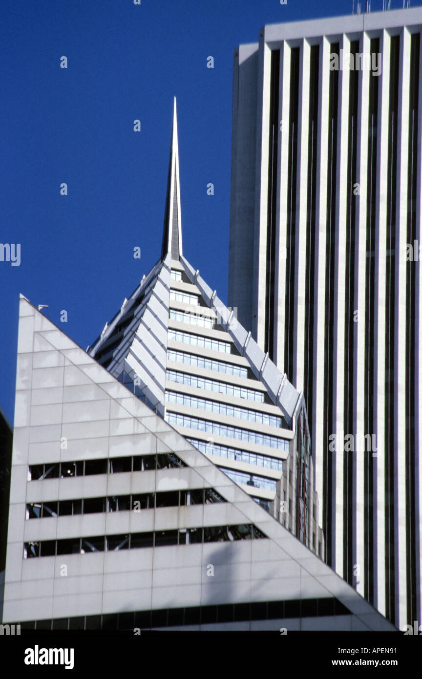 Trois grands bâtiments de Chicago. Crain Communications Building (anciennement Associates Building). Prudential, AON Banque D'Images