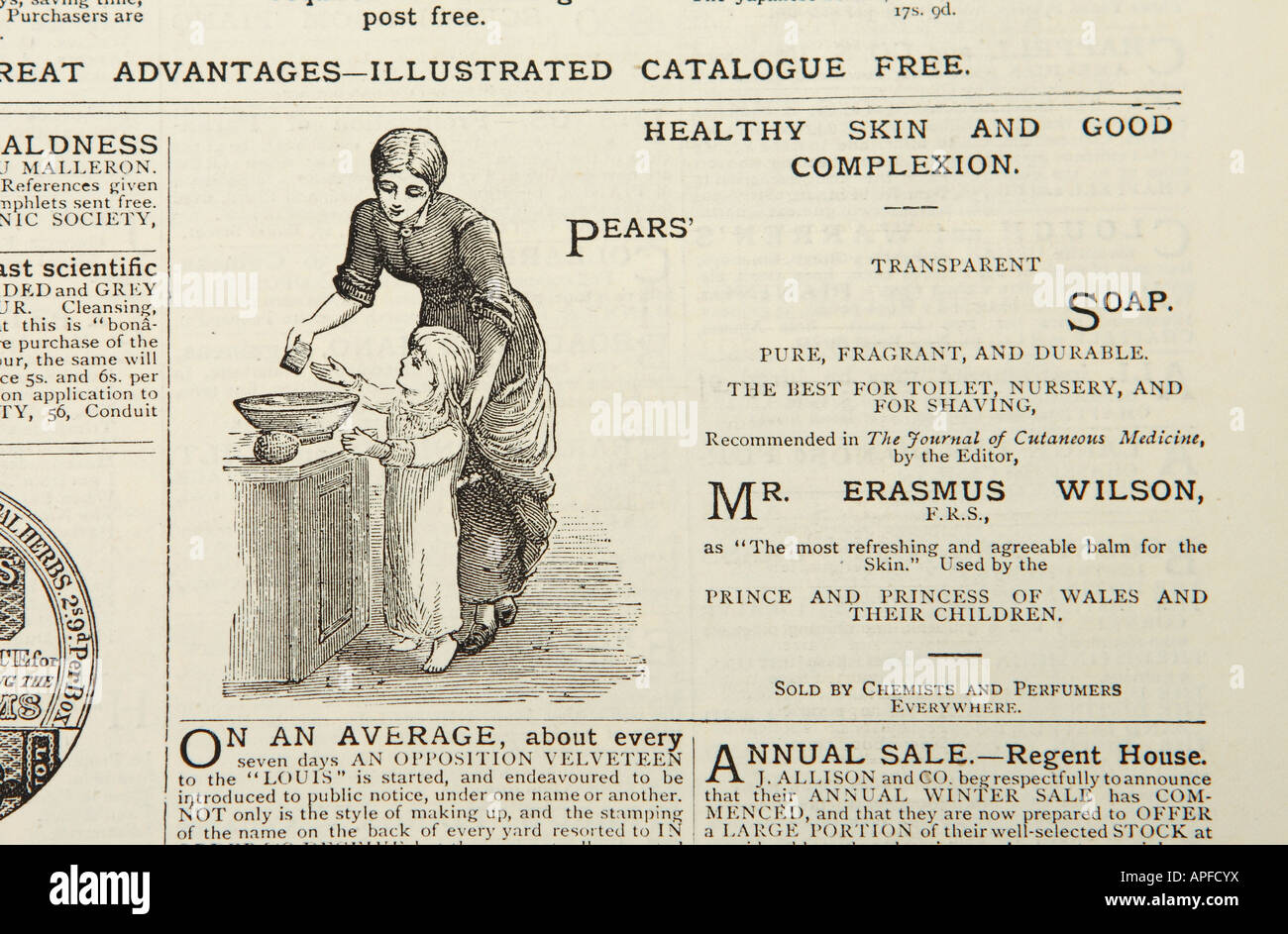 Victorian publicité pour savon Pears publié au journal graphique en 1880 Banque D'Images