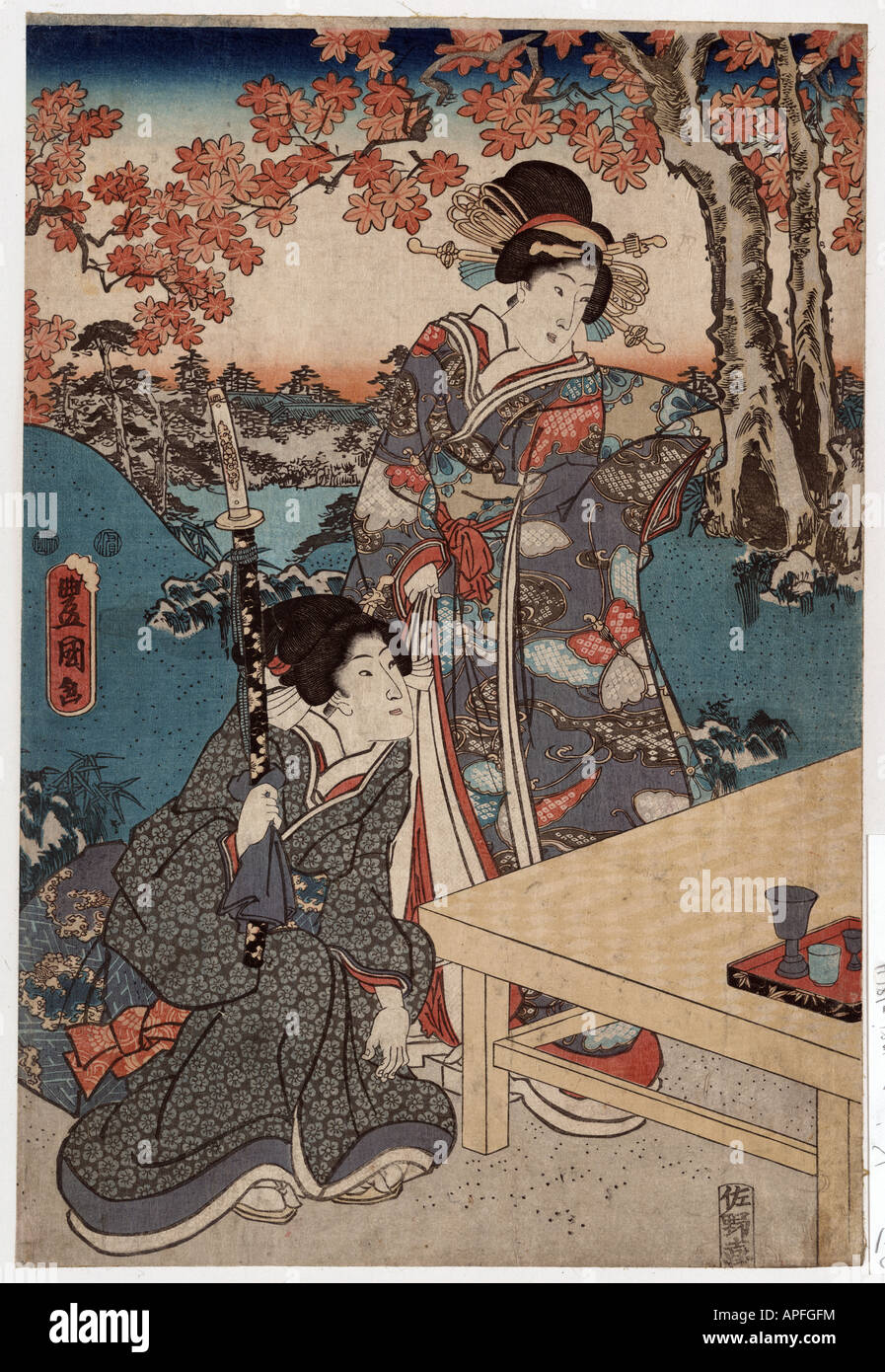 Momijigari no himegimi, le Japon entre 1848 et 1854. Banque D'Images