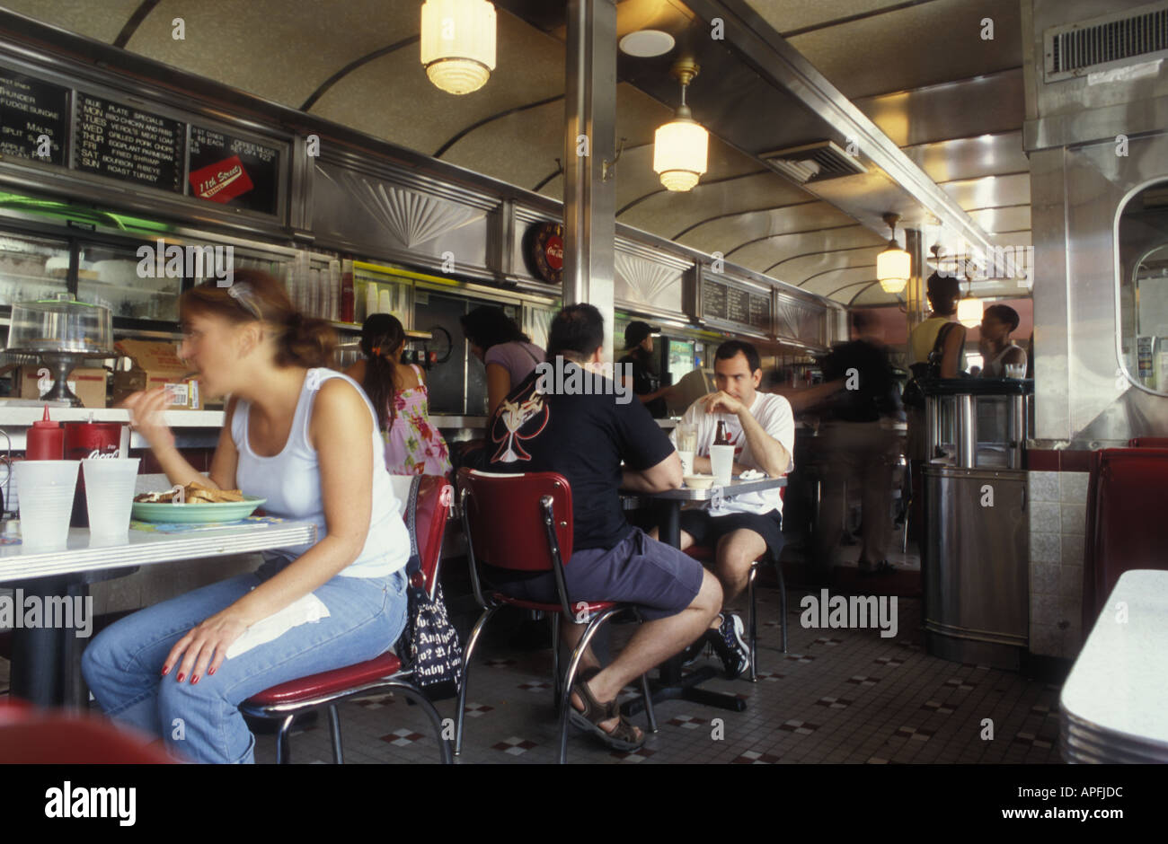 Interior shot of 11th Street Diner, Miami Beach États-Unis Banque D'Images