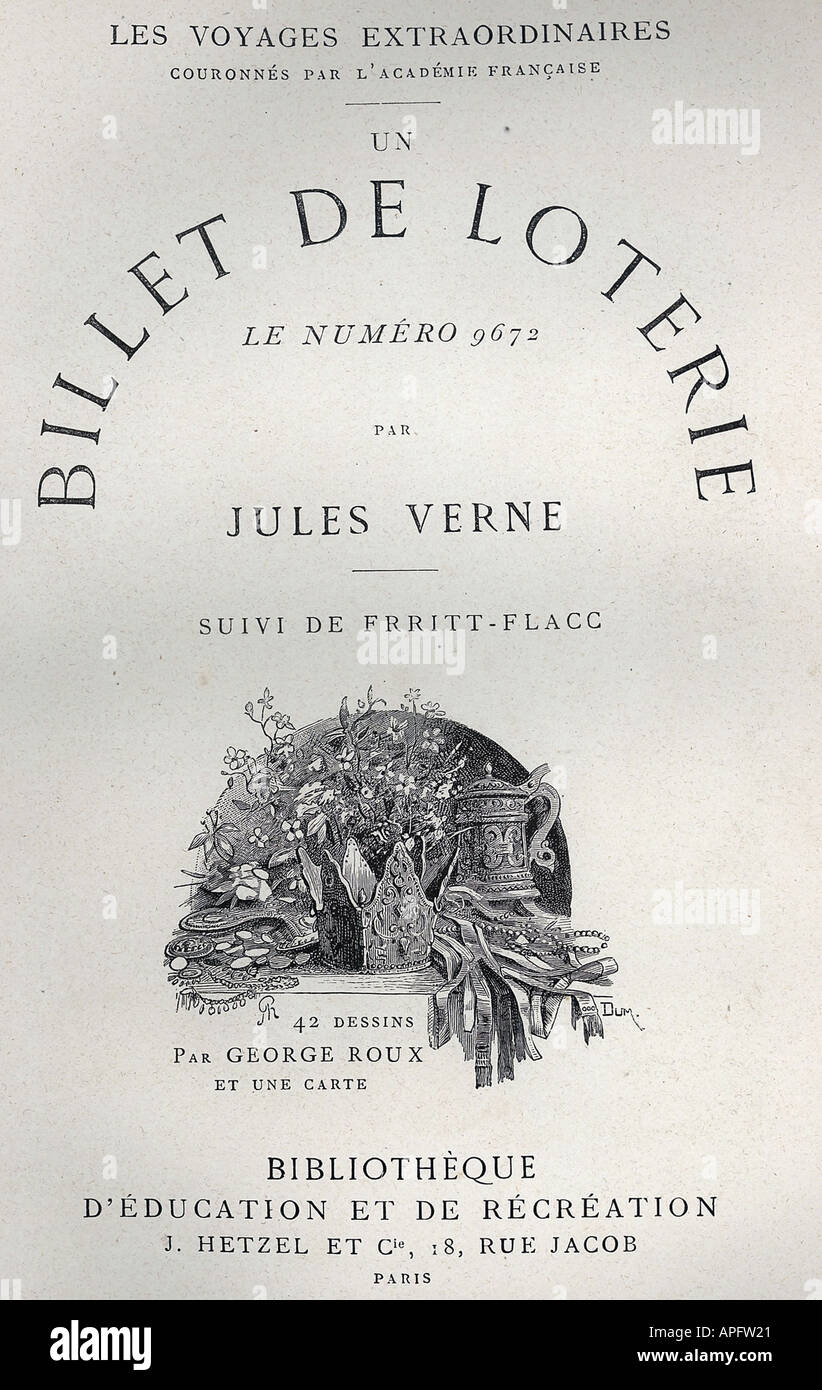 Jules Verne Caroline Costa d'un billet de loterie à partir de Voyages Extraordinaires Banque D'Images