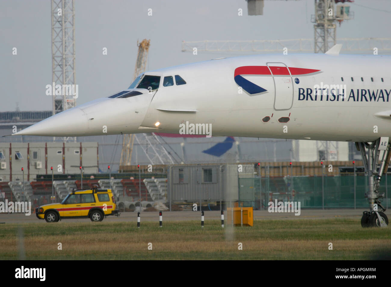 British Airways Aerospatiale-British Aerospace Concorde 102 roulement au départ à l'aéroport Heathrow de Londres, UK Banque D'Images