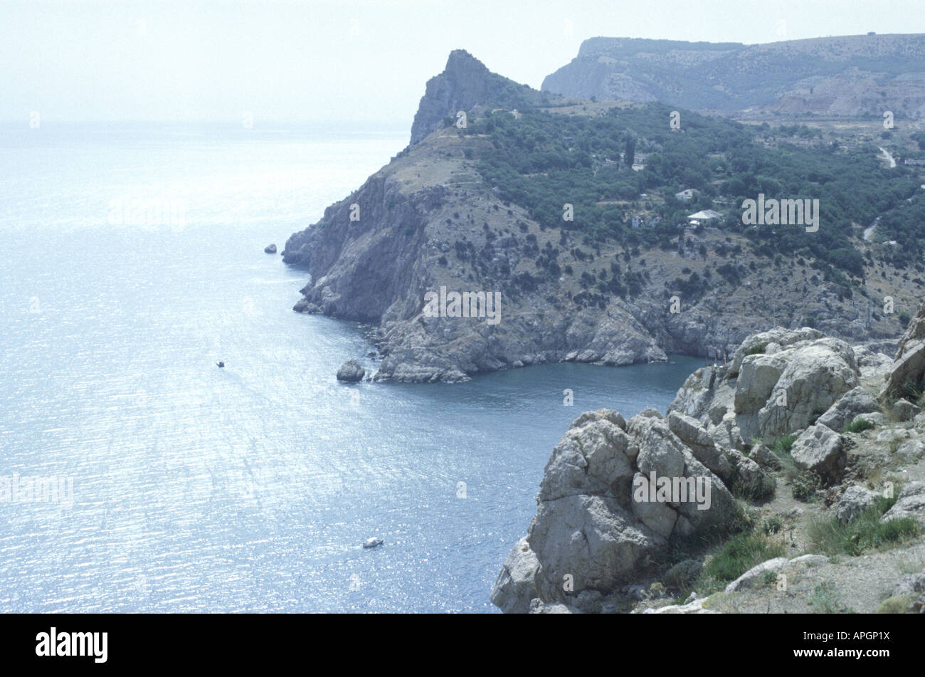 Falaises et entrée de Balaclava Bay Mer Noire Ukraine Crimée Banque D'Images